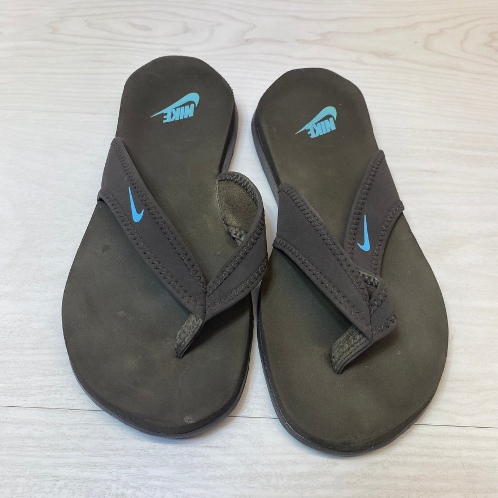 Nike Womens 8 Solarsoft Thong II Flip Flop Sandals Brown Blue 344087-240 Summer